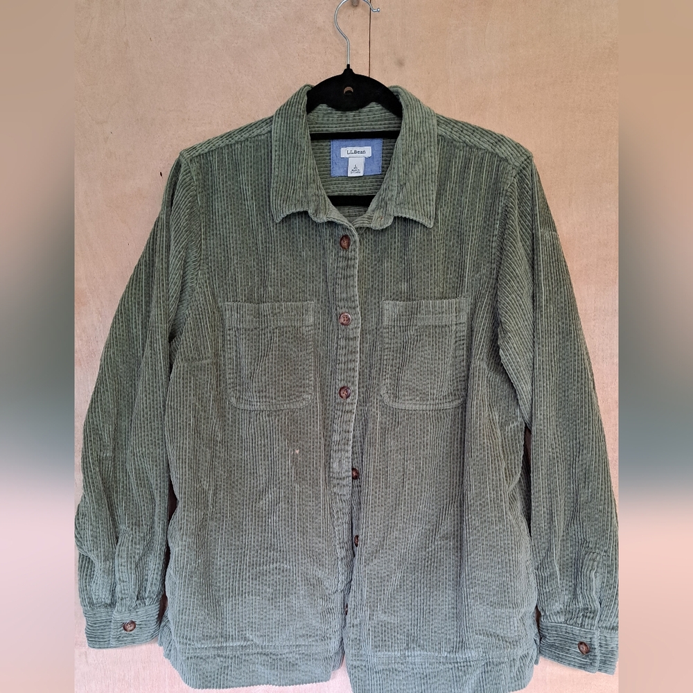 L.L. Bean Green Corduroy Utility Jacket Relaxed Fit